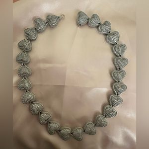 Heart Iced 17 mm Full Cz Diamond Heart Bling Evening Necklace For Women